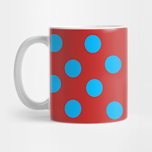 Blue on Red Polka Dots Mug